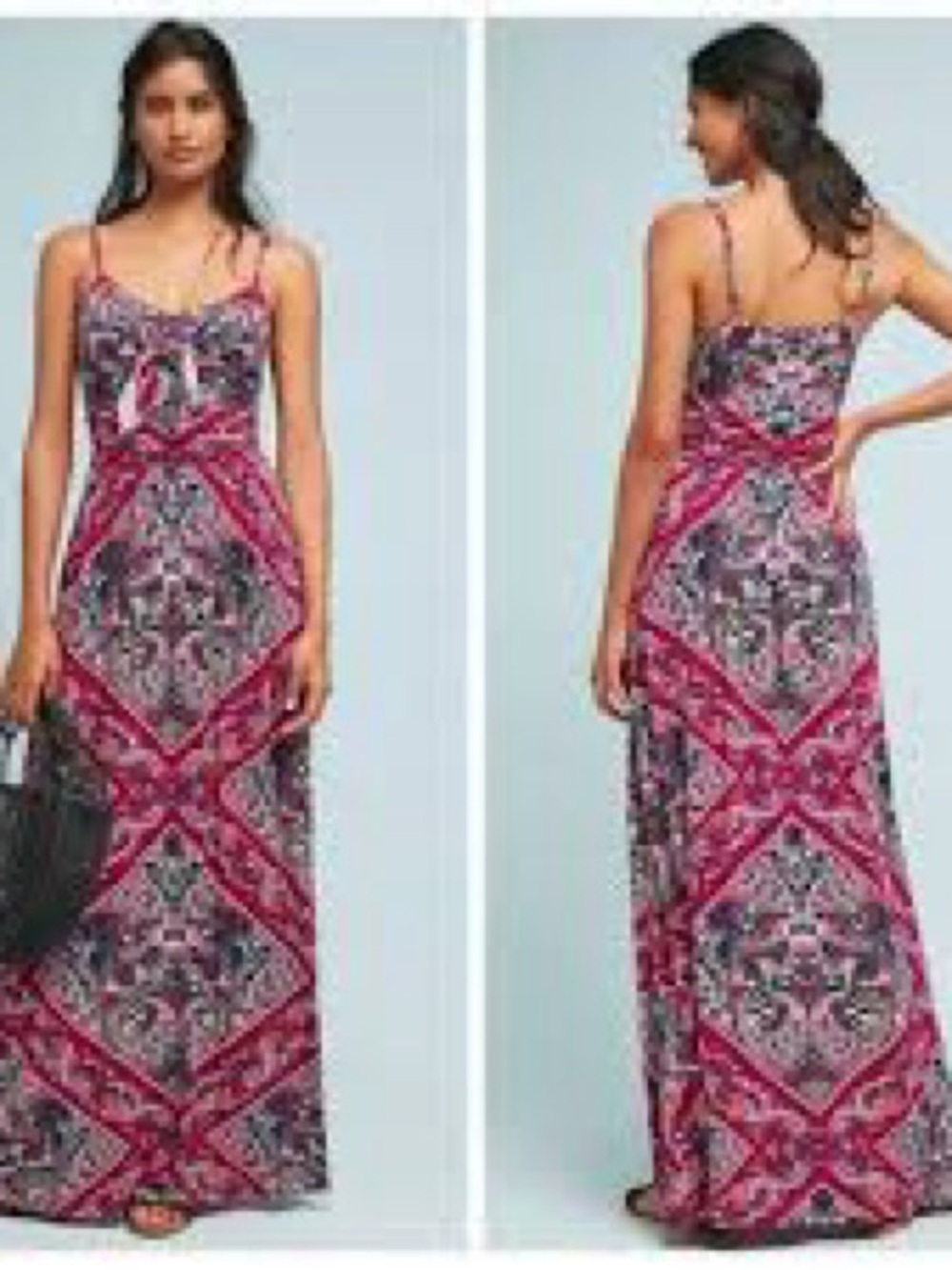 Moulinette Soeurs Purple Paisley Midi Dress Sleeveless Sweetheart MP Petites